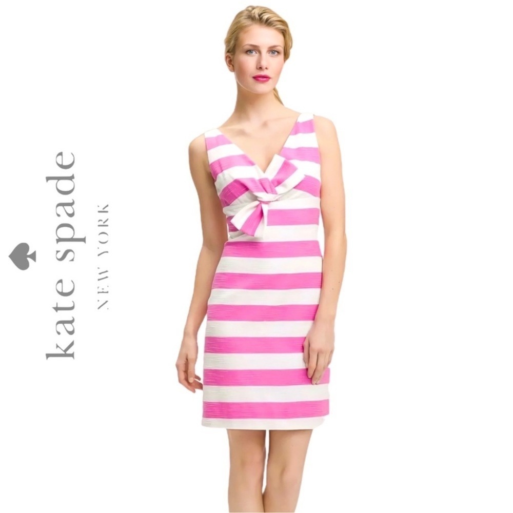 Kate Spade Pretty in Pink Silverscreen Sheath above Knee Dress Bow Accent Size 6